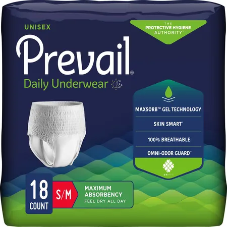 Prevail® Maximum Protection Underwear, Sm/Med, 34" - 46", 18/Bag